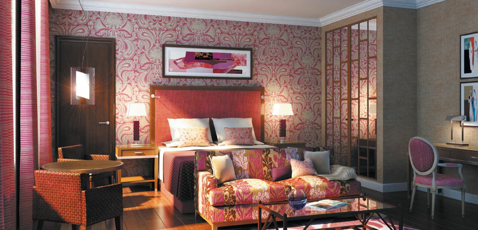 The Roseate Reading Hotel Ngoại thất bức ảnh Wallpaper in a bedroom